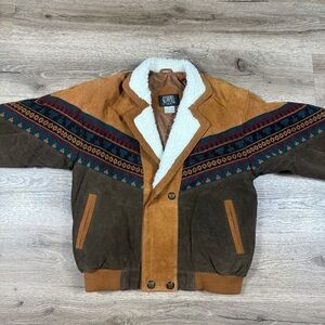 NWT Vintage Women’s Scorpio USA Tribal Jacket Size Large Leather Nylon Polyester